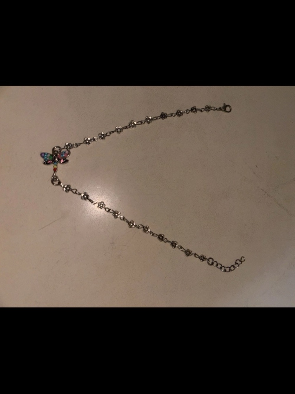 New! Sterling silver butterfly and flower anklet